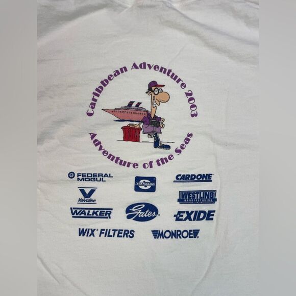 VINTAGE Caribbean Adventure Of The Seas 2003 Graphic T-shirt Men Large White - Picture 2 of 6